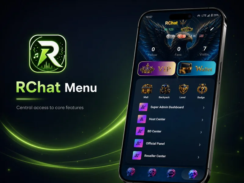 RChat application menu and management features